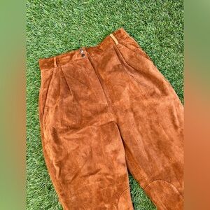Vintage 1970s 1980s Suede Leather Pants Trousers